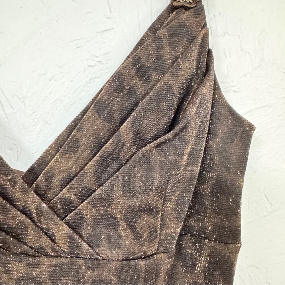 Vintage Scott McClintock Brown Leopard Maxi Dress Womens 6 Formal Glitter Y2K - Picture 6 of 15
